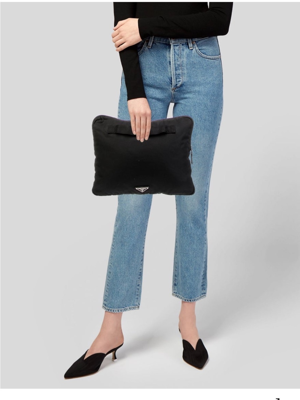 Prada Black Portfolio Tessuto Laptop with Top Handle